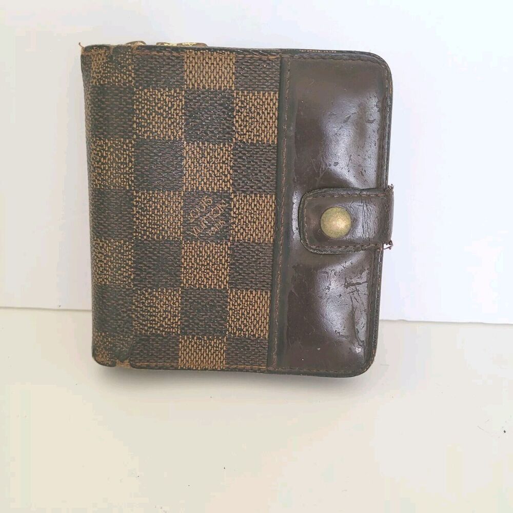 LOUIS VUITTON Bifold Zippy Compact Wallet Damier Brown Medium Purse Check Retro